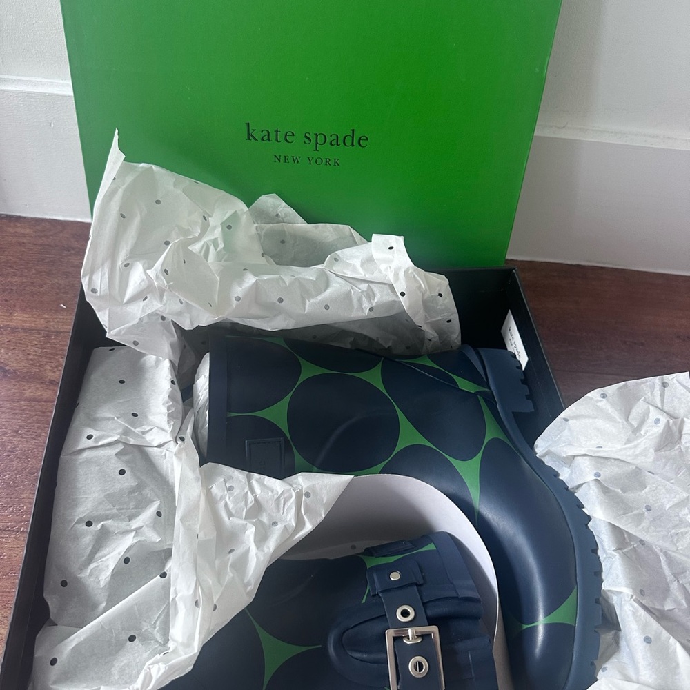 Kate Spade Green and Black Mid-Calf Rain Boots - Picture 6 of 6